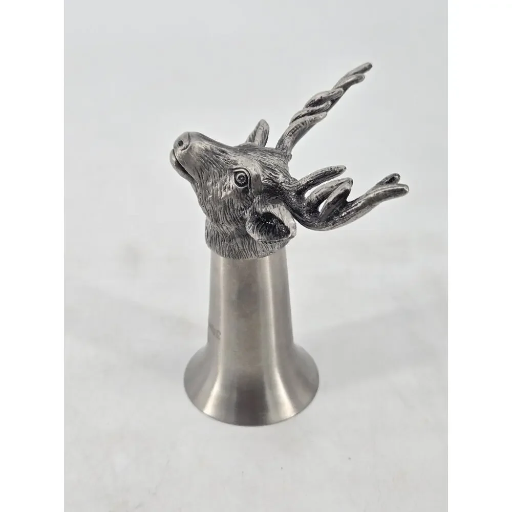 Vtg Jägermeister Deer Head Pewter Shot Glass 3.5” Hunting Stag Barware Germany